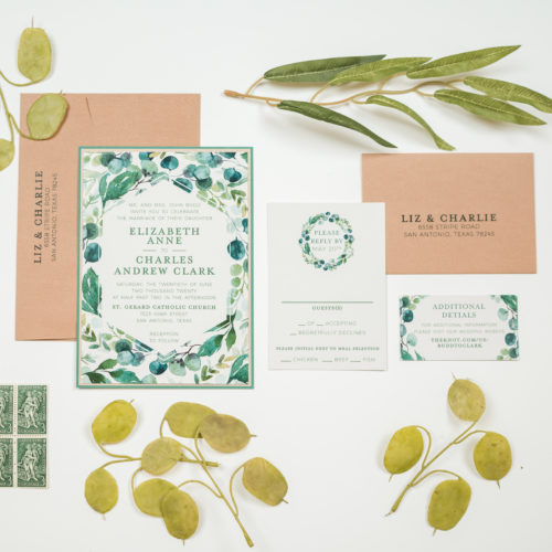 Greenery Flora Wedding Invitation Suite