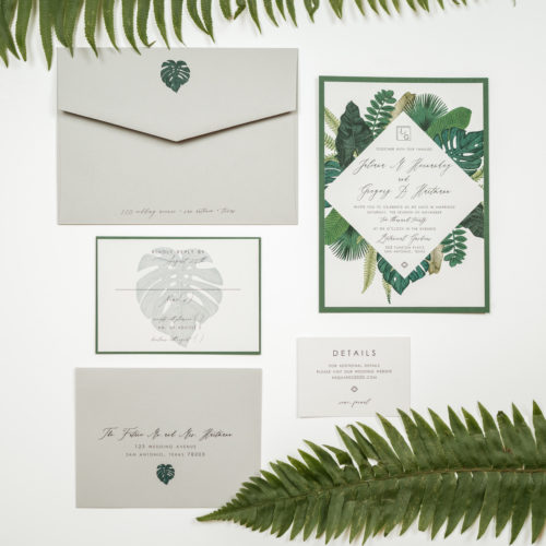 Greenery Tropical Wedding Invitation Suite